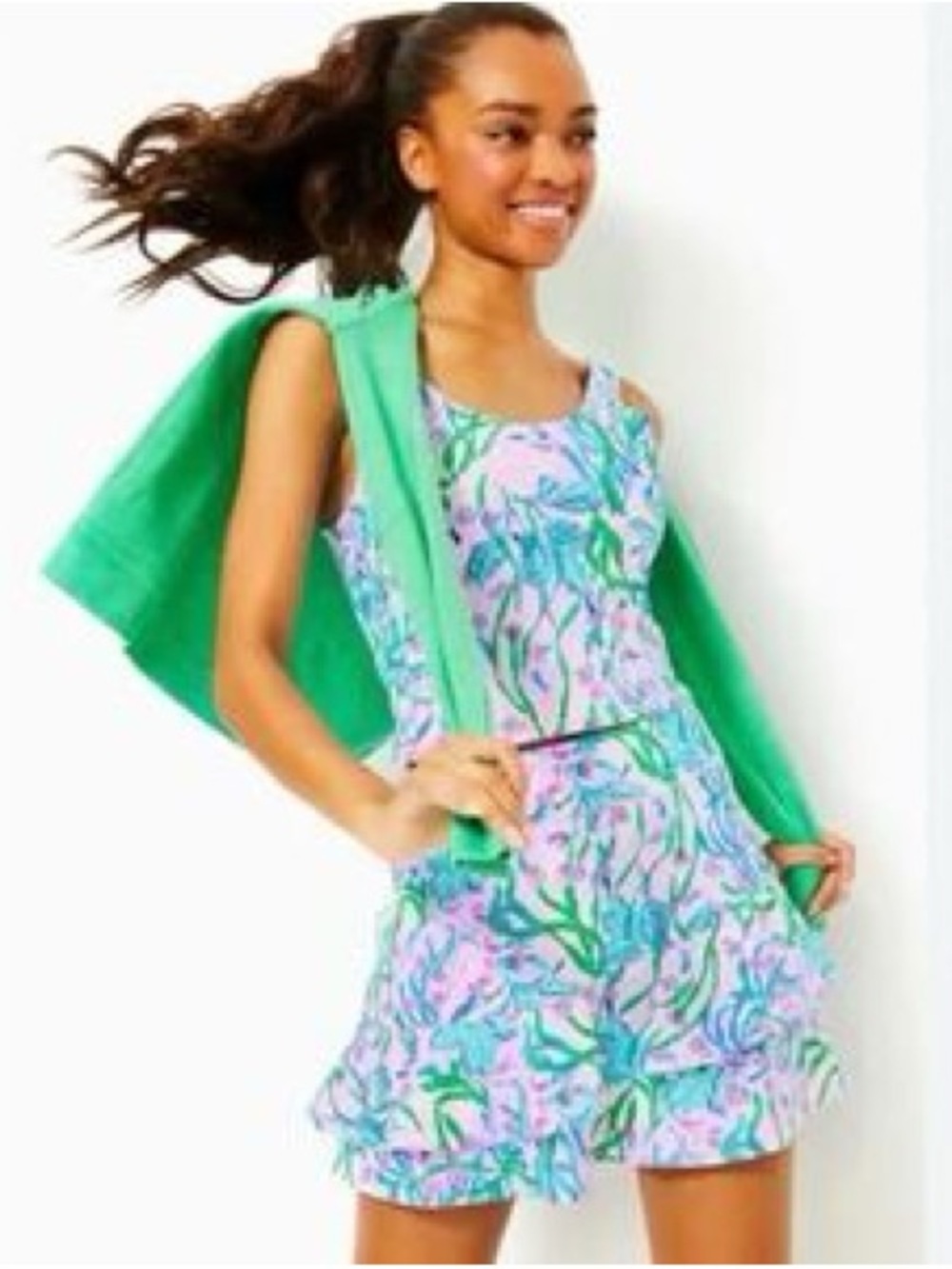 Lily Pulitzer Luxletic set top and bottom small Seacret Escape purple